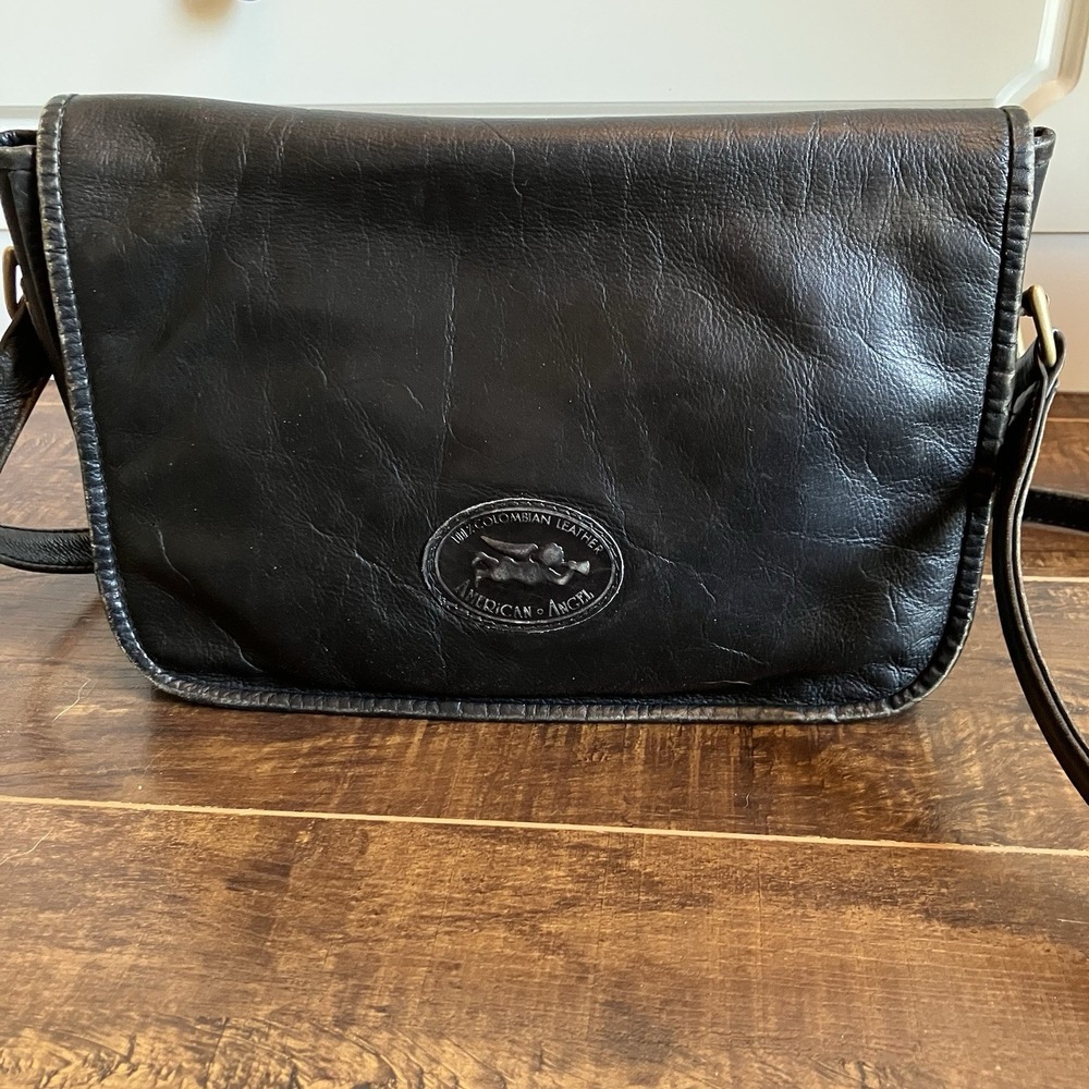 American Angel Black Colombian Leather Crossbody Shoulder Bag Flap Purse